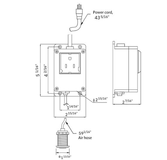 Air Switch Assembly for Garbage Disposal - Chrome Button