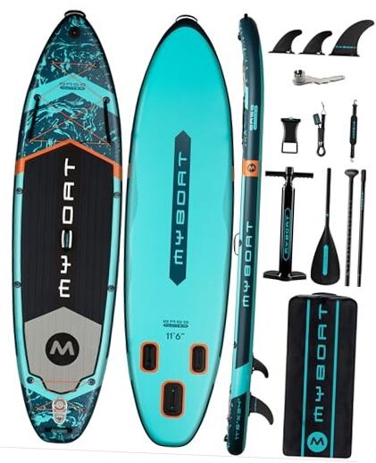 11'6"×34"×6" Extra Wide Inflatable Paddle Board, bass hunter basic version