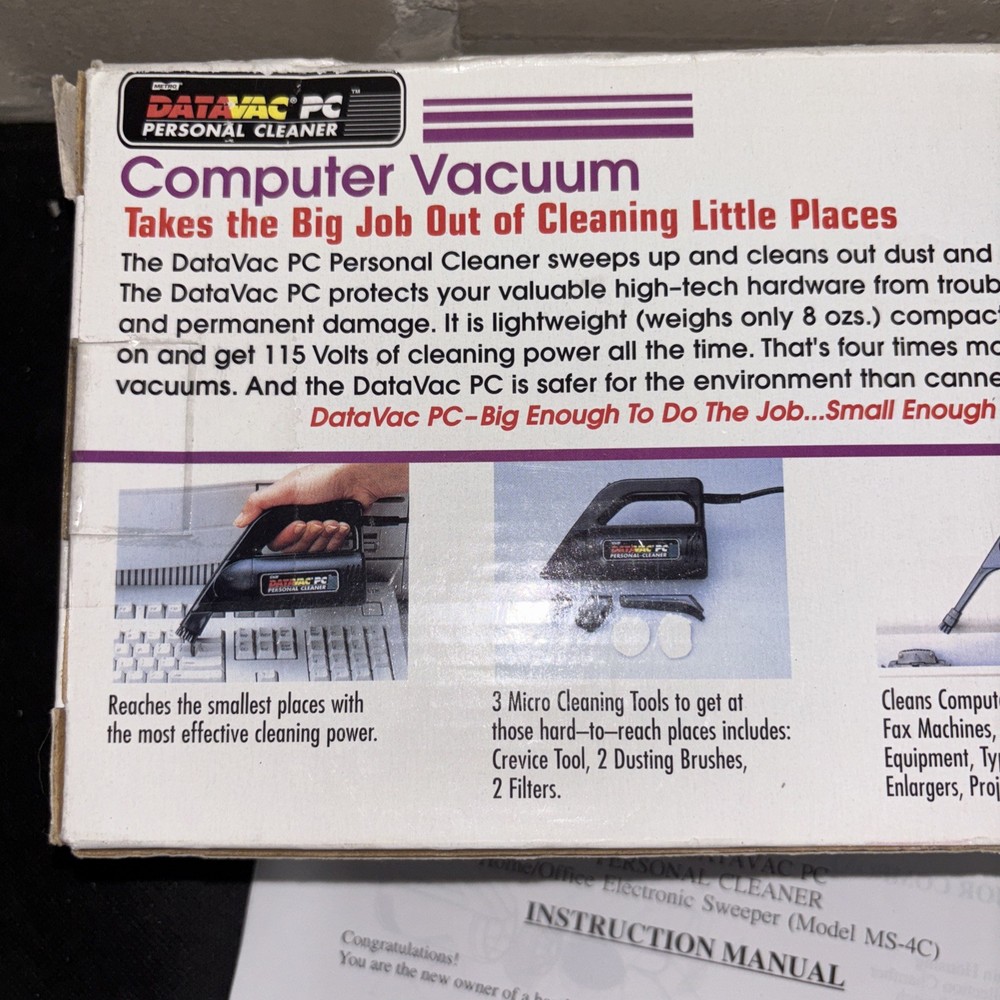 DataVac PC Personal Computer Keyboard Vacuum NEW Tested Working
