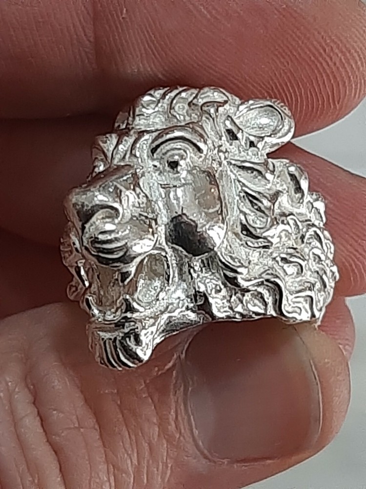925 MENS SILVER RING SEAL LION SOLID HEAD