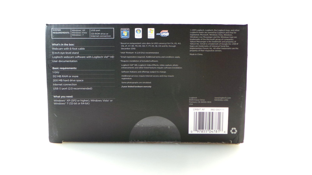 LOGITECH QuickCam Orbit AF Motorized Tracking Webcam Carl Zeiss - Open Box