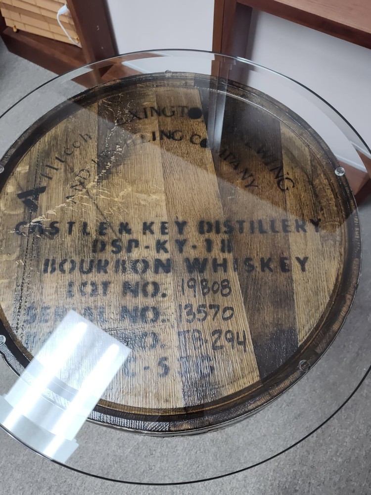 Oak Whiskey Barrel Bar Table