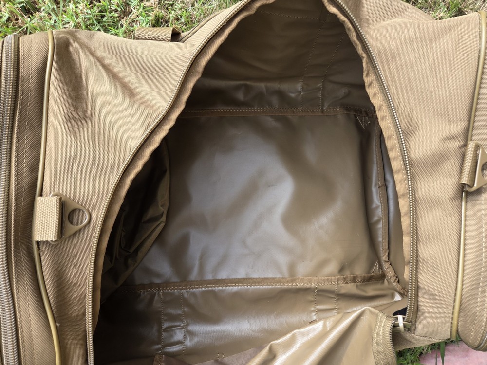 Flying Circle Tactical Square Duffel Backpack Goliad Brown External Pockets