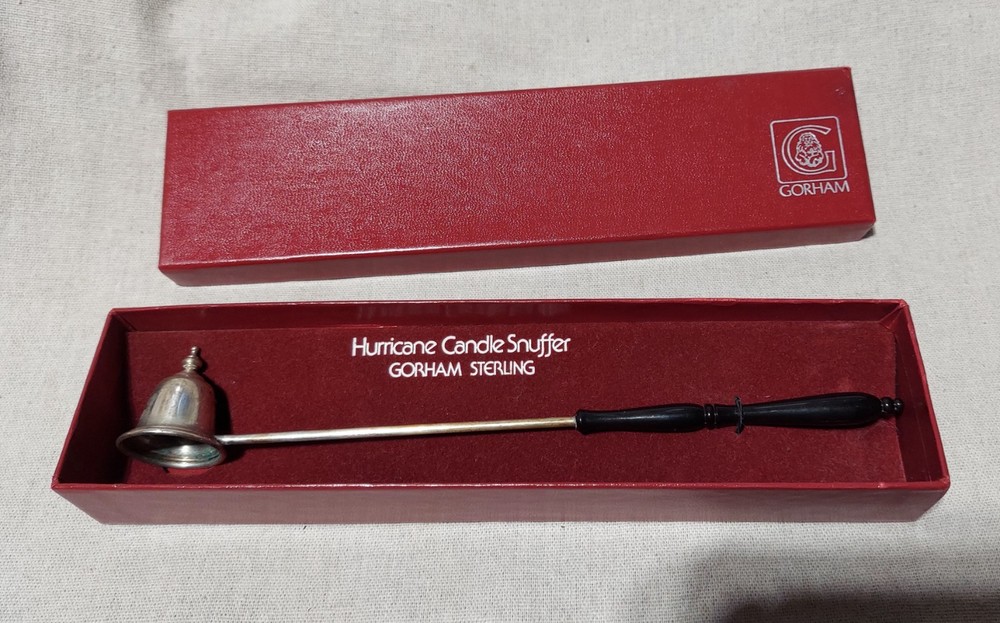 Hurricane GORHAM Candle Snuffer Sterling Silver Black Handle