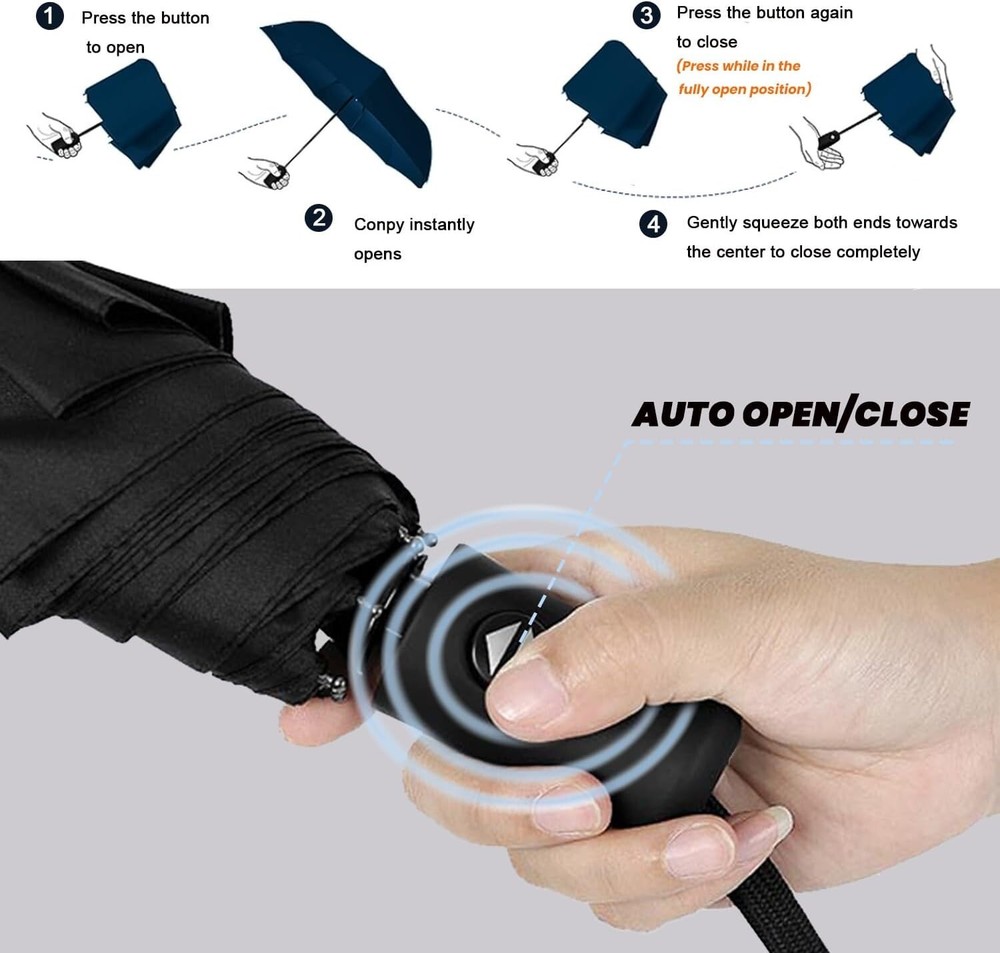 Windproof Travel Compact Umbrella-Automatic Umbrellas for Rain-Compact Folding U