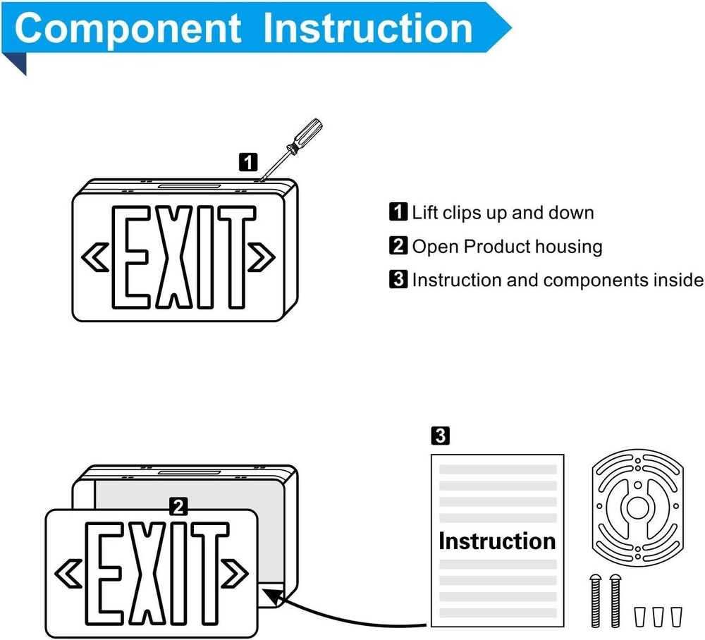 Emergency Exit Light with Backup Battery Single / Double Face Hardwired Sign