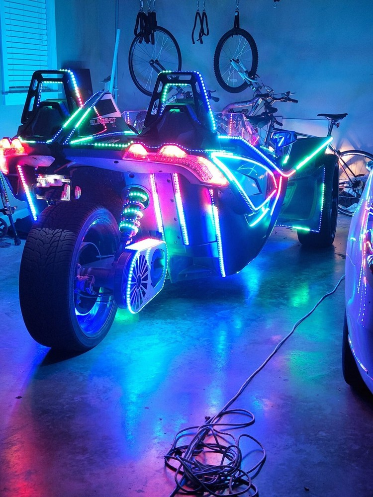 Triple Double Single Row WHITE + RGB + CHASING Light Strips Slingshot SET
