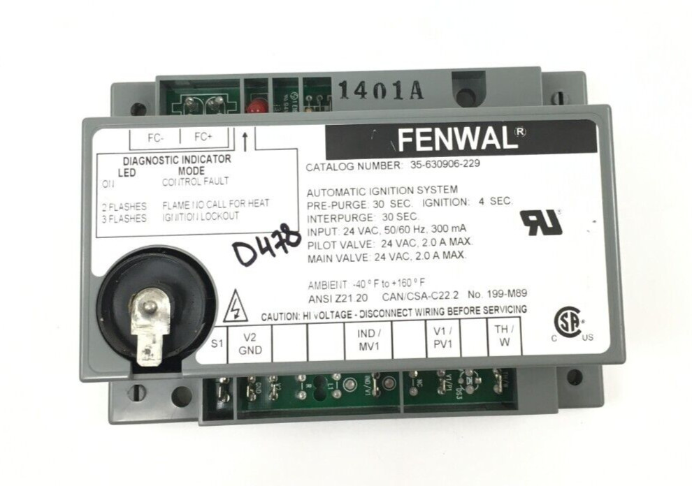 FENWAL 35-630906-229 Automatic Ignition System Control Module 199-M89 used #D478
