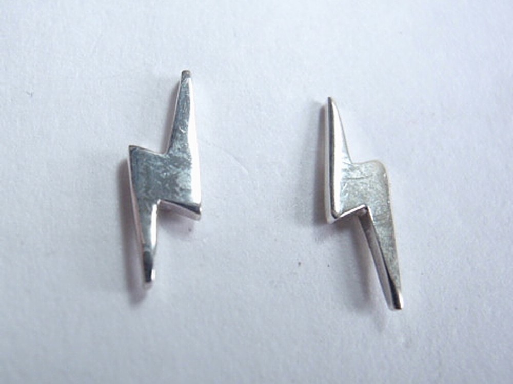Lightning Bolt Stud Earrings 925 Sterling Silver