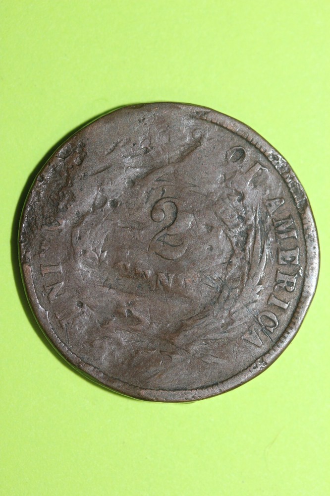 Low Grade Cull 1864 Two 2 Cent Coin Combined 53