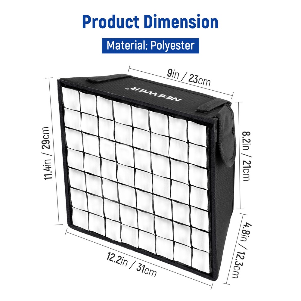 NEEWER 12.2''x 11.4''Foldable Photo Video Studio Softbox Diffuser&Grid&Bag
