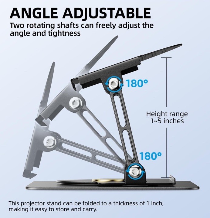 Projector Stand 30 Lb Load Capacity 360 Rotatable And Foldable Stand Table