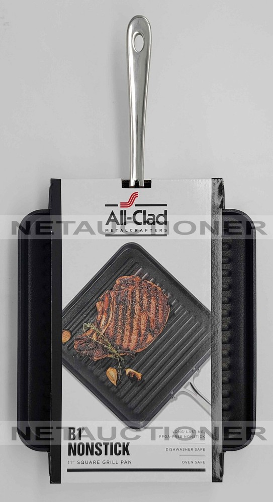New ALL-CLAD 11" Hard Anodized B1 Nonstick Square Griddle & Grill Set Bundle