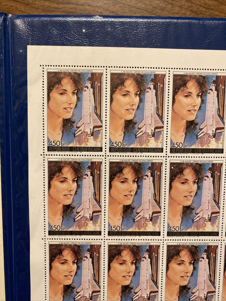 Christa McAuliffe Challenger Space Shuttle Error Postage Stamp Sheet Africa D2