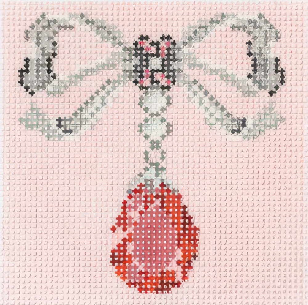 Needlepoint Handpainted Rachel Barri Ruby Drop Gemstone 3x3