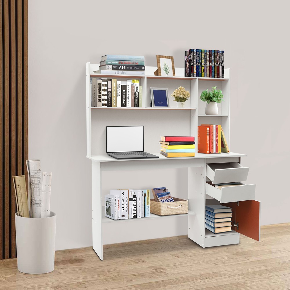 Home Office Desk, Modern Computer Desk,Freestanding Rectangular Wood Office Desk