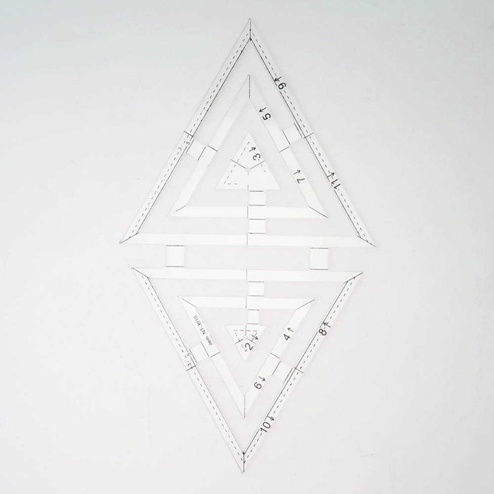 Transparent Acrylic Double Triangle Quilting Ruler Template Sewing Craft Tool