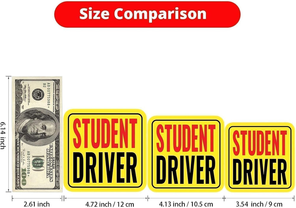 New Driver Magnet for Car, Student Driver Magnet, 3-Pack Removable Reflective Ca