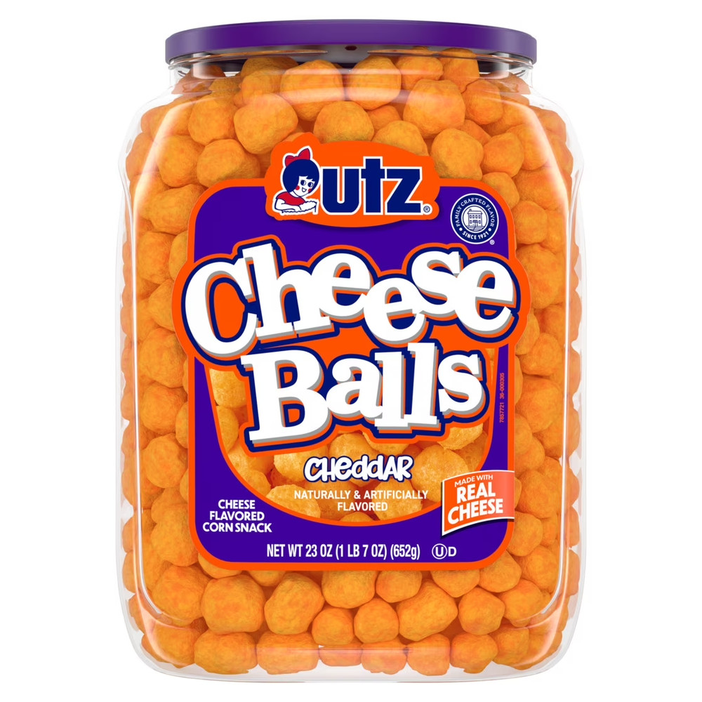 (6 pack) Utz Cheese Balls, 23 oz Barrel
