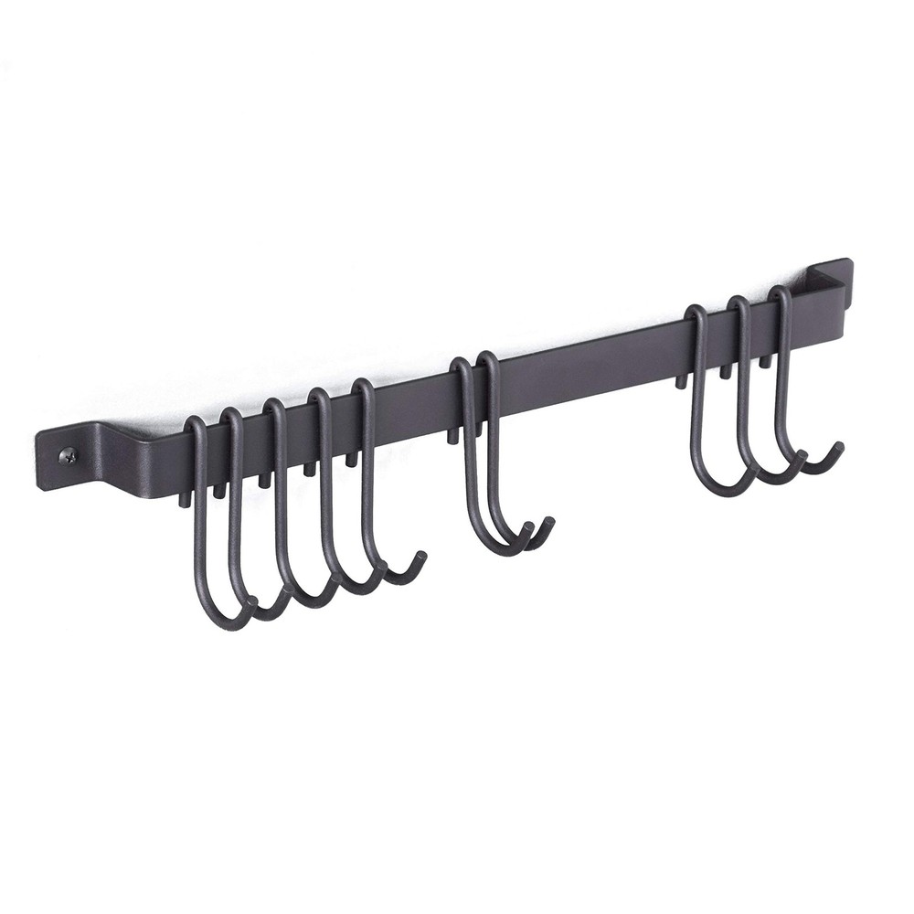 Gourmet Kitchen Rail With 10 Hooks Wall Mounted Wrought Iron Hanging Utensil Hol
