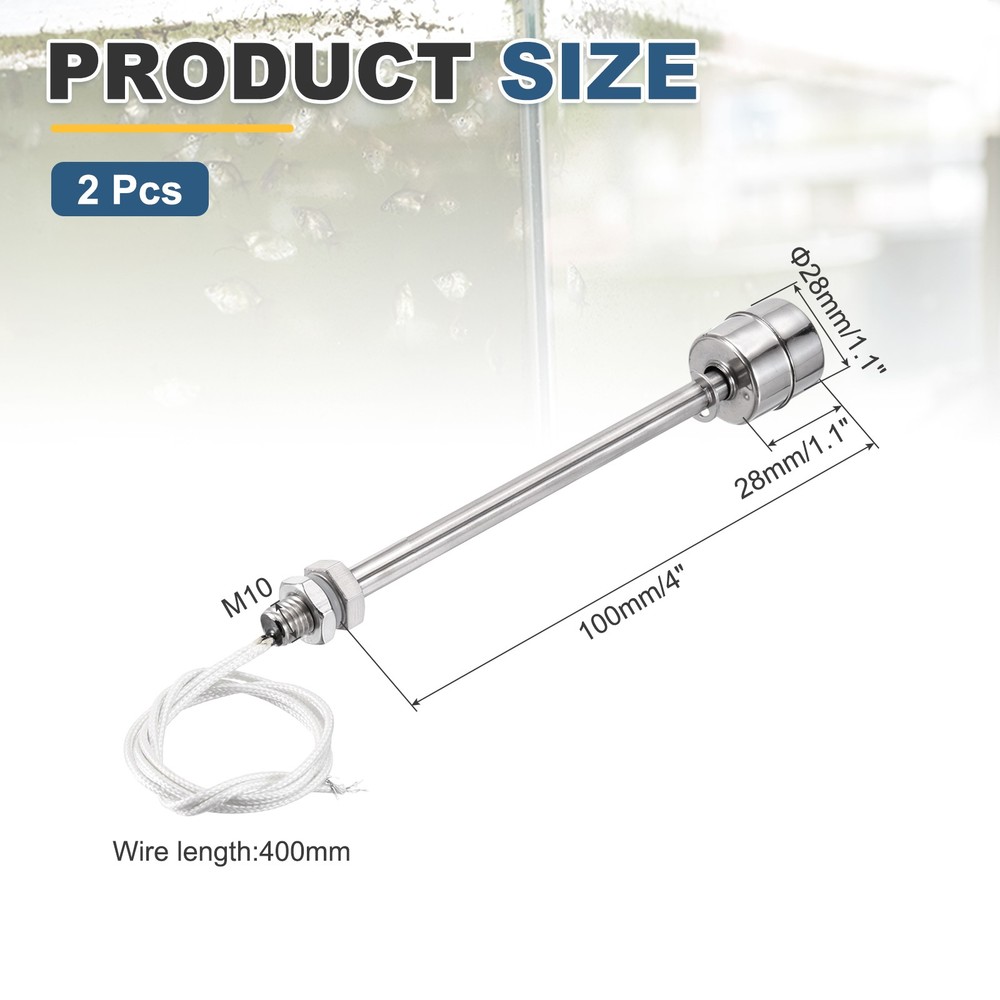 Float Switch 100mm Rod 0.5A Vertical Single Float for Pump/Alarm 2 Pcs