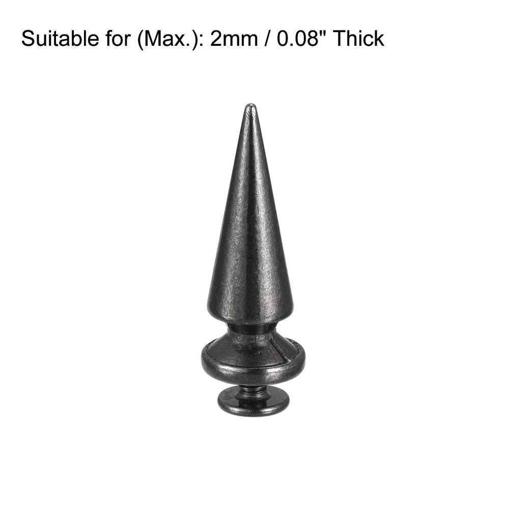 10x26mm Screw Back Rivets, 30 Sets Solid Leather Studs for DIY Black