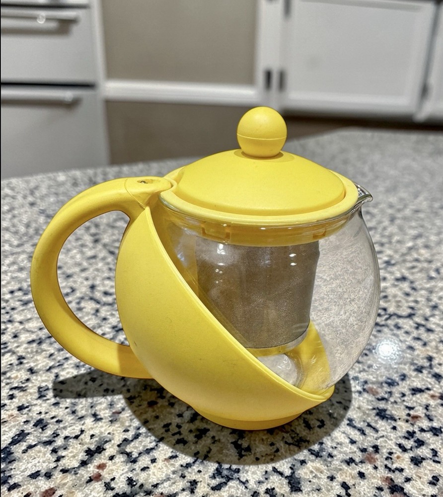 Yellow Tea Ball Diffuser Holder Glass Teapot Plastic Half Moon Infuser Taiwan