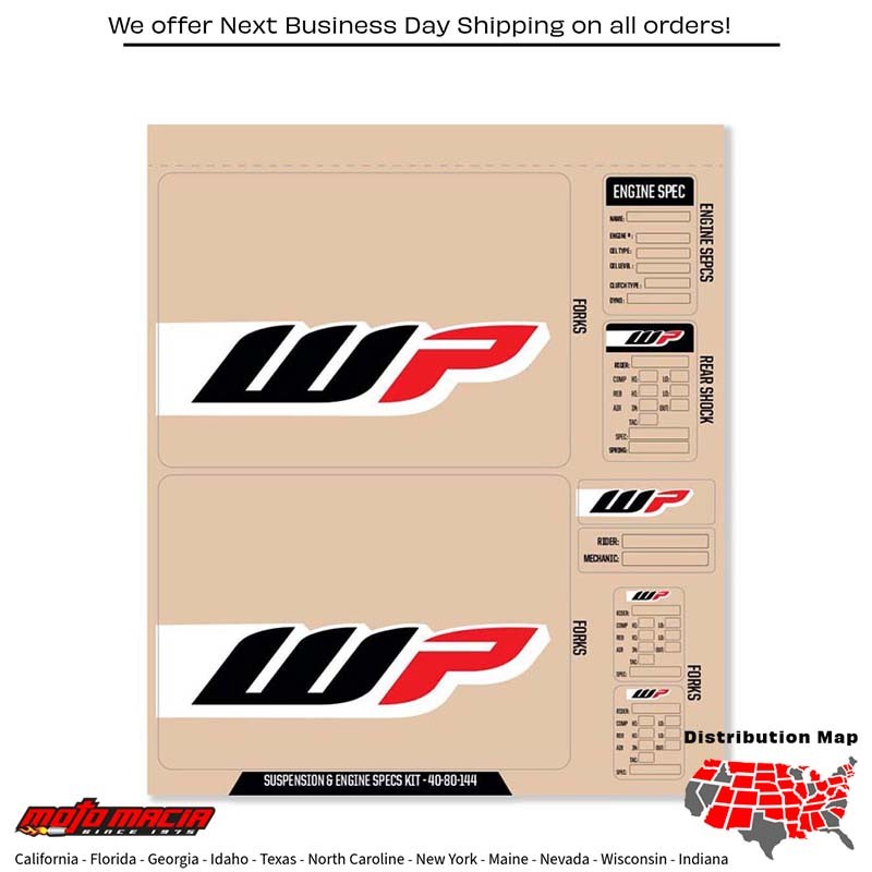 WP DECAL KIT WP FORK/SHOCK/ENG SPEC