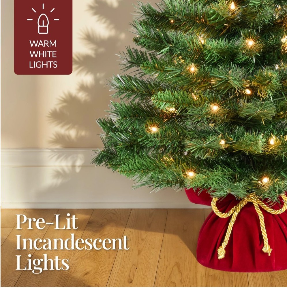 Pre-Lit 3ft Decorative Christmas Tree, Artificial White Lights New