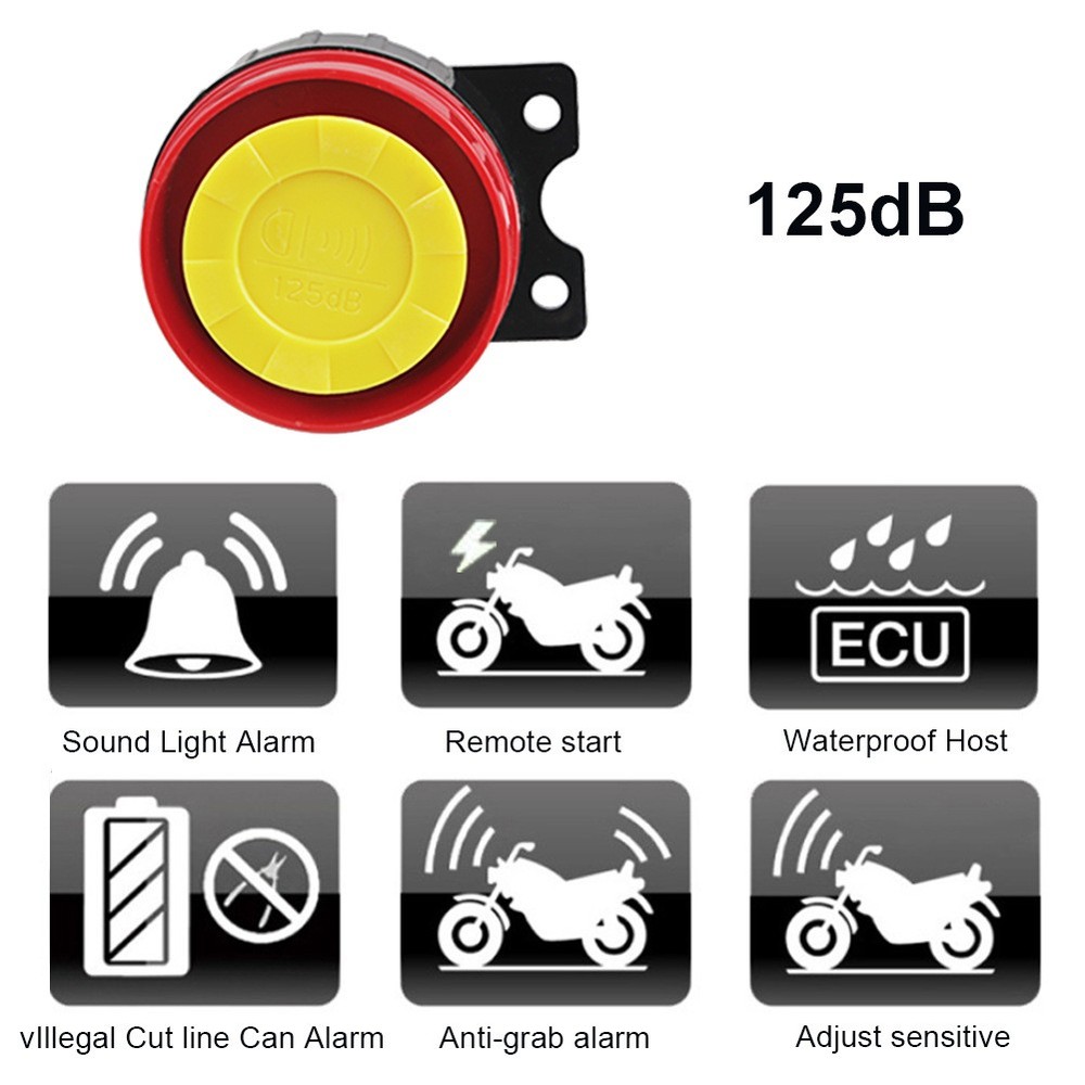Security Alarm System Anti-Theft Remote Control Engine Start Motorcycle Scooter-