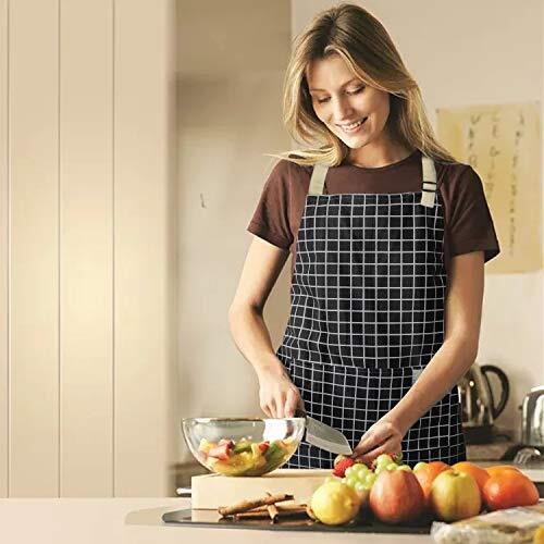 2 Pack Kitchen Cooking Aprons, Adjustable Bib Waterproof Chef Apron Grey/Black