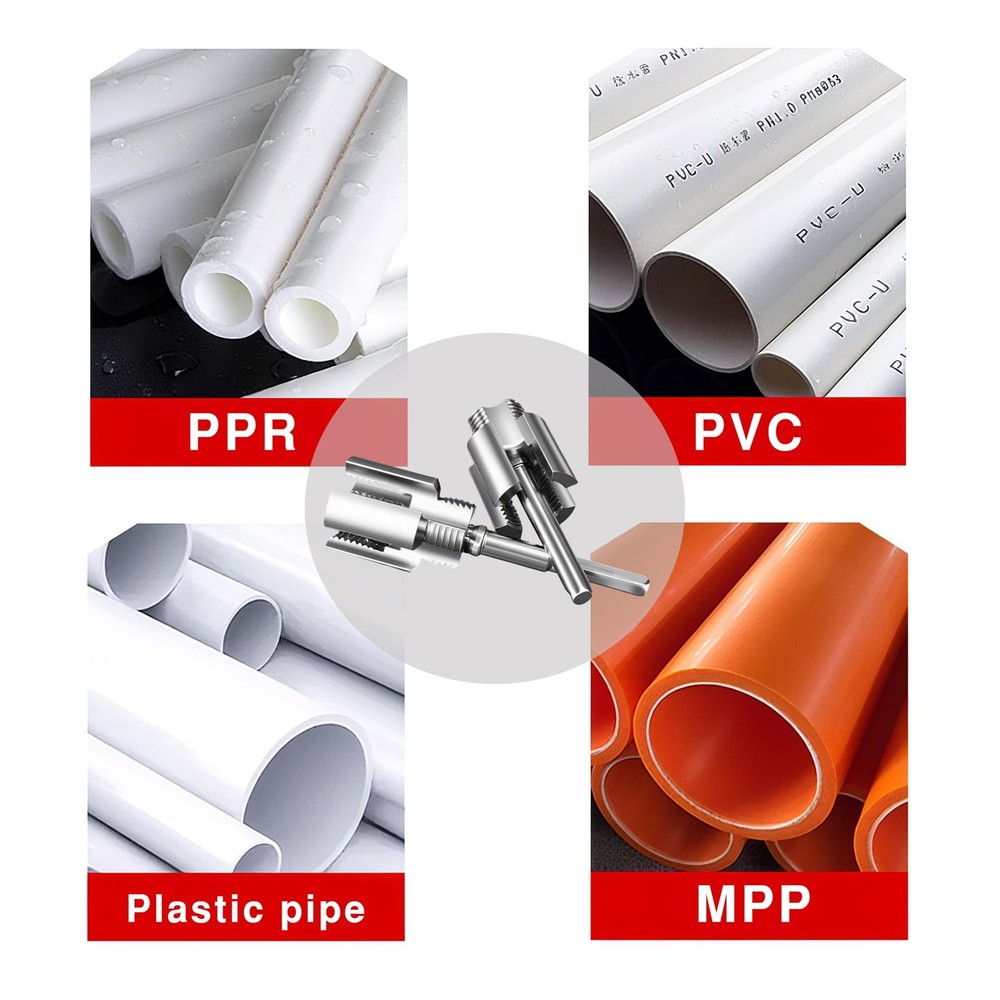 Integrated Internal & External Pipe Threading Tool with Screw Extractor & Sea...