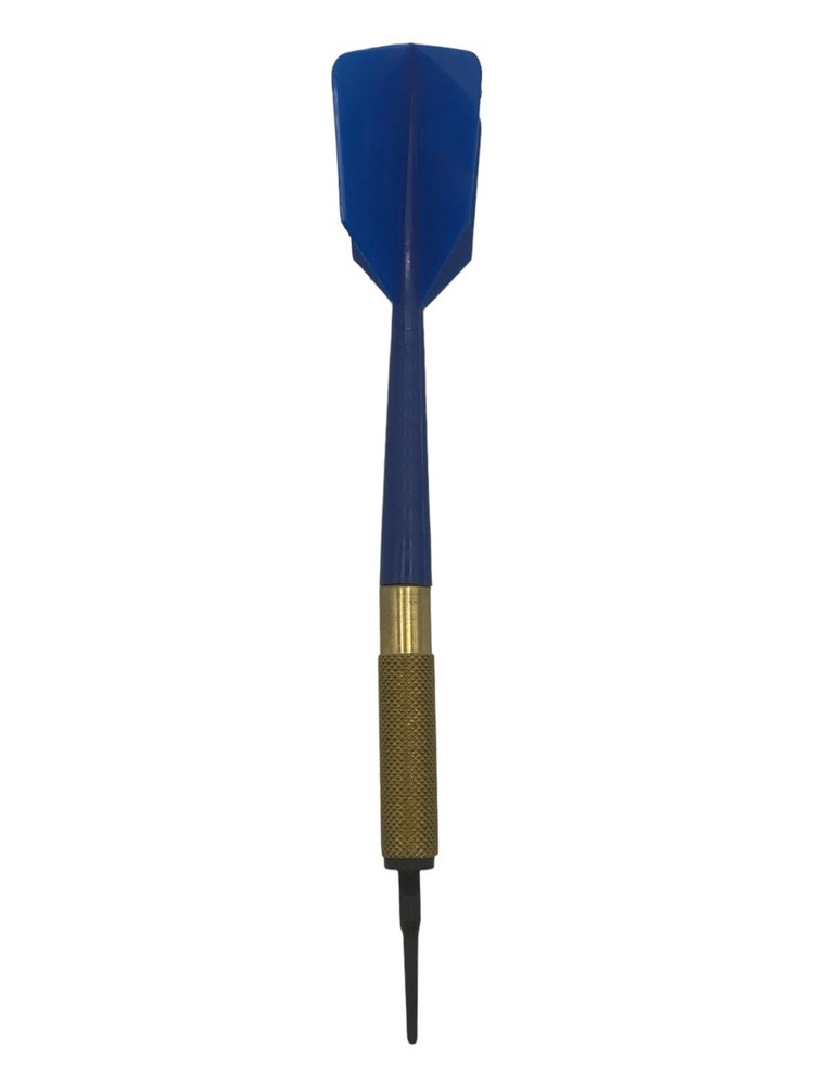 30 Black Plastic Soft Tip Brass Dart Blue Flights