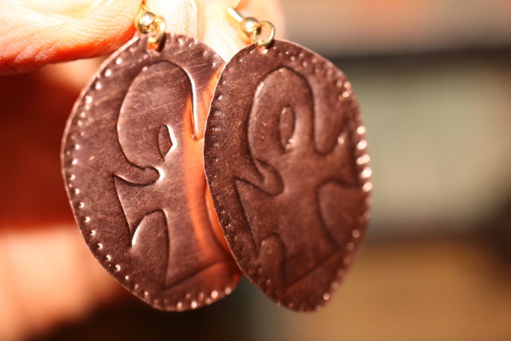 Copper Ankh Earrings by E.J. Gold