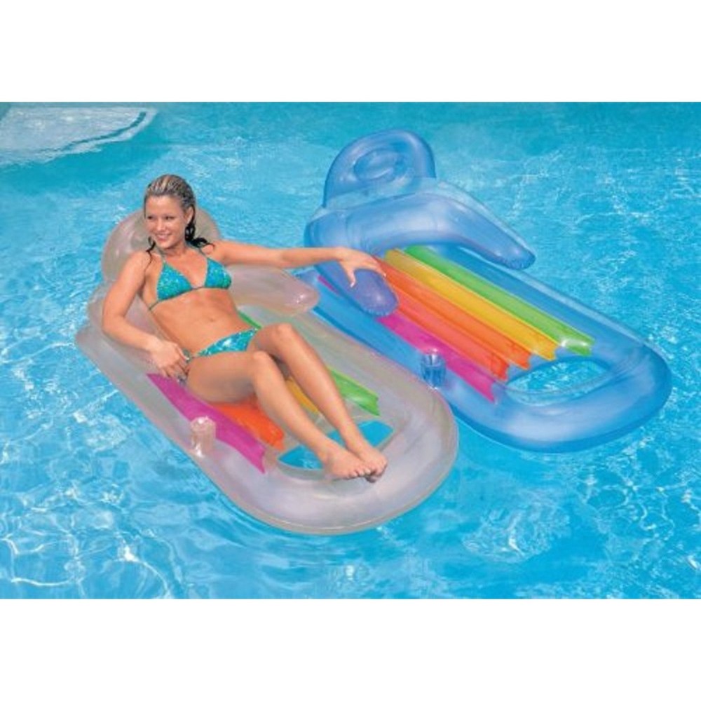 6 PACK Intex King Kool Lounge Inflatable Rainbow Backrest Cup Holder