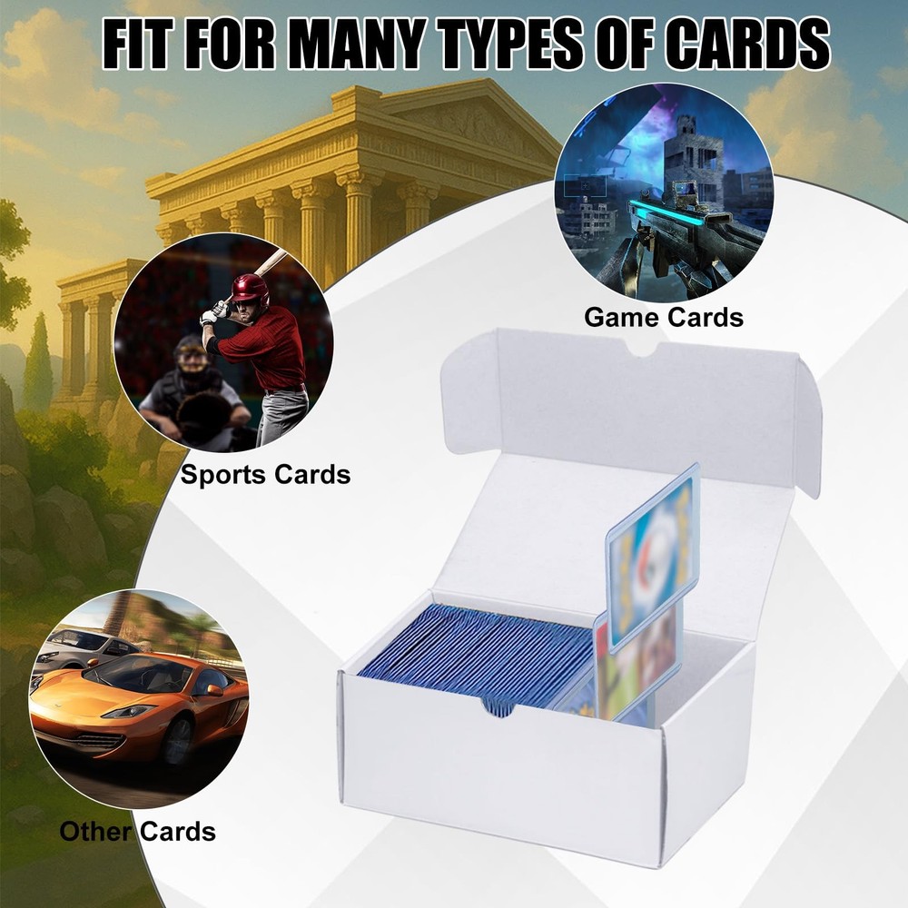 Toploader Trading Card Storage Box, 4-Pack 100 Count White Corrugated Cardboa...