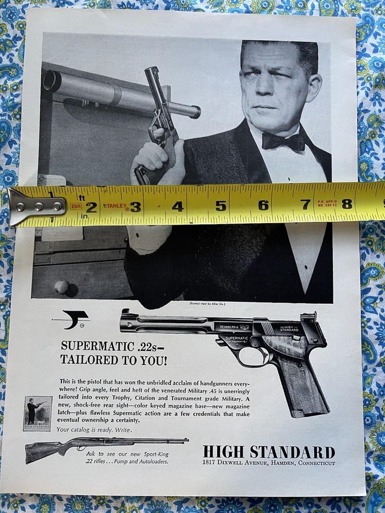 Vintage 1966 High Standard Supermatic .22 Print Ad