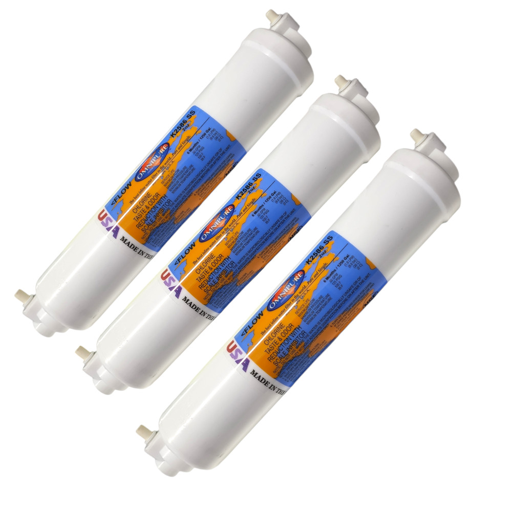 Omnipure K2586-SS 2OZ Icemaker water Filter With Phosphate 2" x 10" Elbow 1/4"