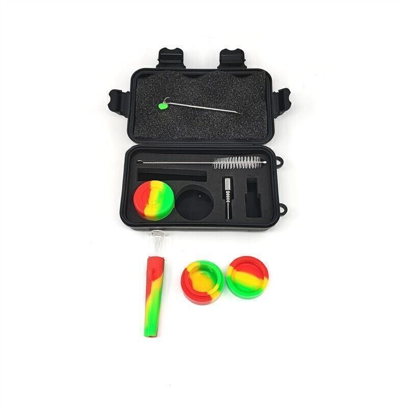 Random Color Silicone Pipe + Metal Accessory Set with Storage Case Durable
