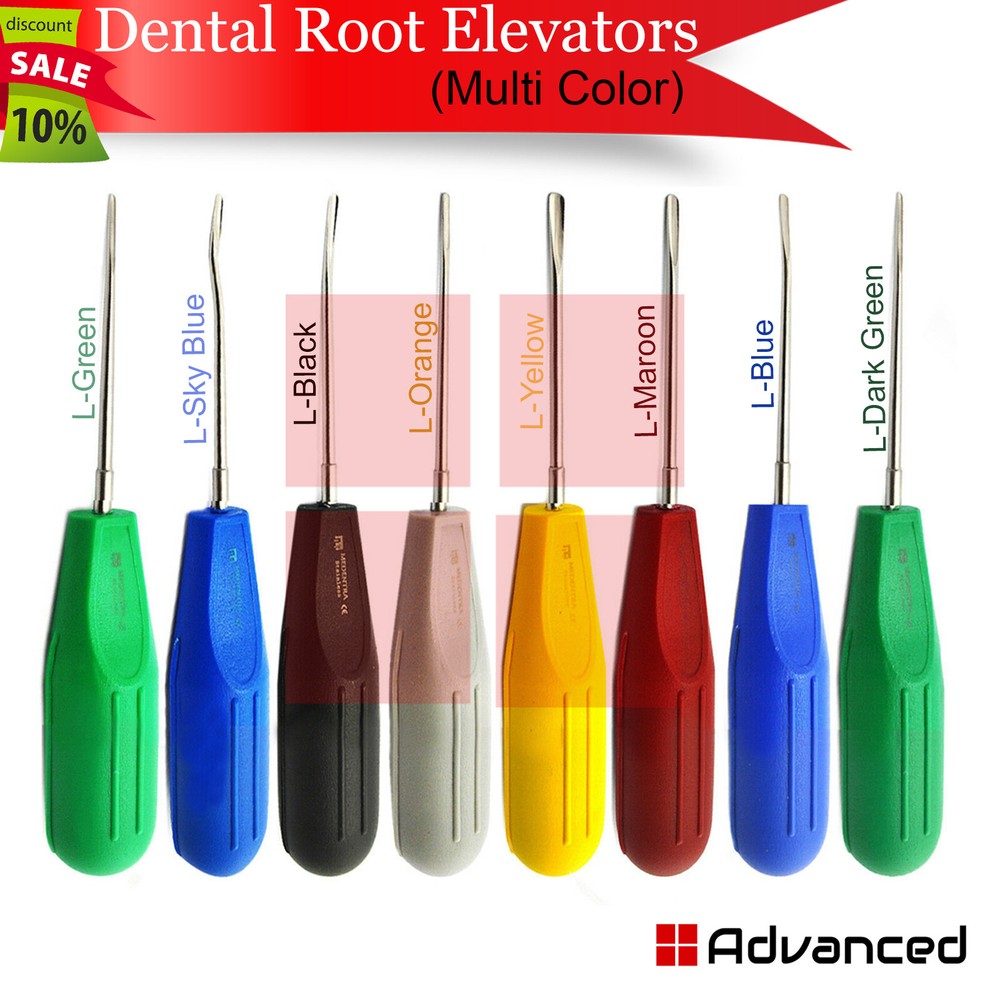 8 Pcs Multi Plastic Handle Dental Luxating Root Elevators Oral Tooth Extraction