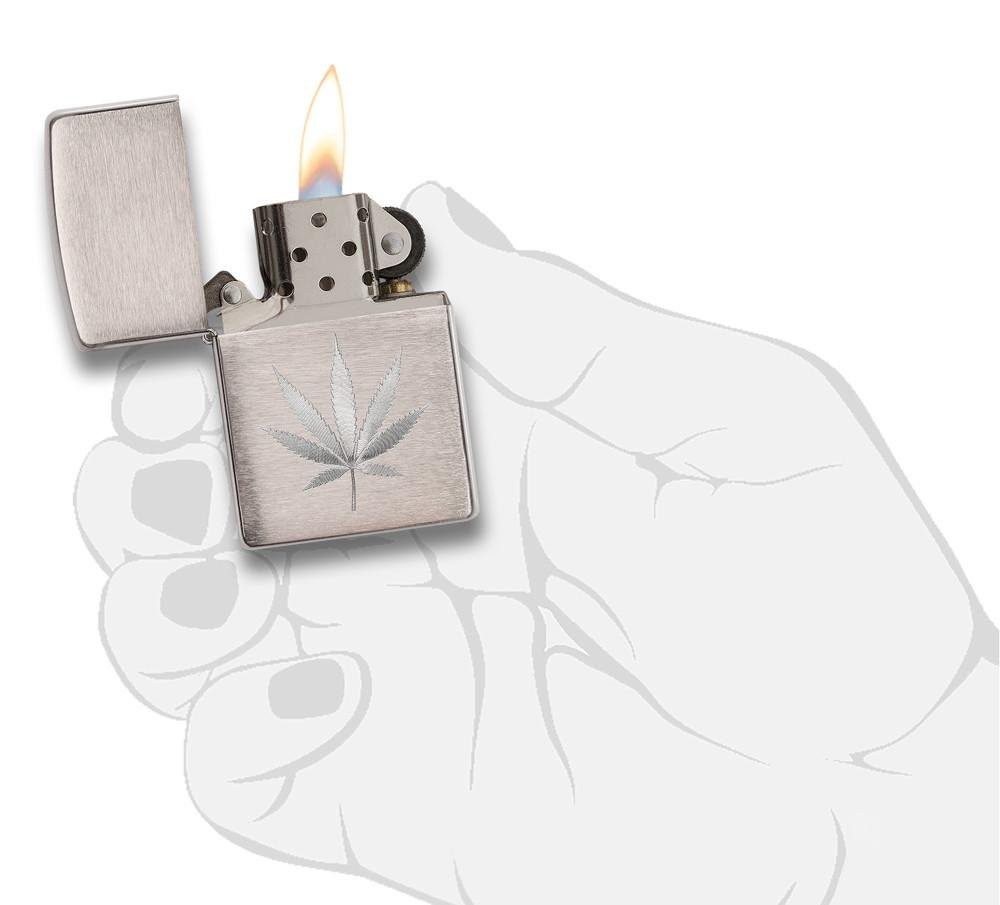 Zippo Lighter - Message Engraved on Backside Leaf Design Windproof Lighter 29587