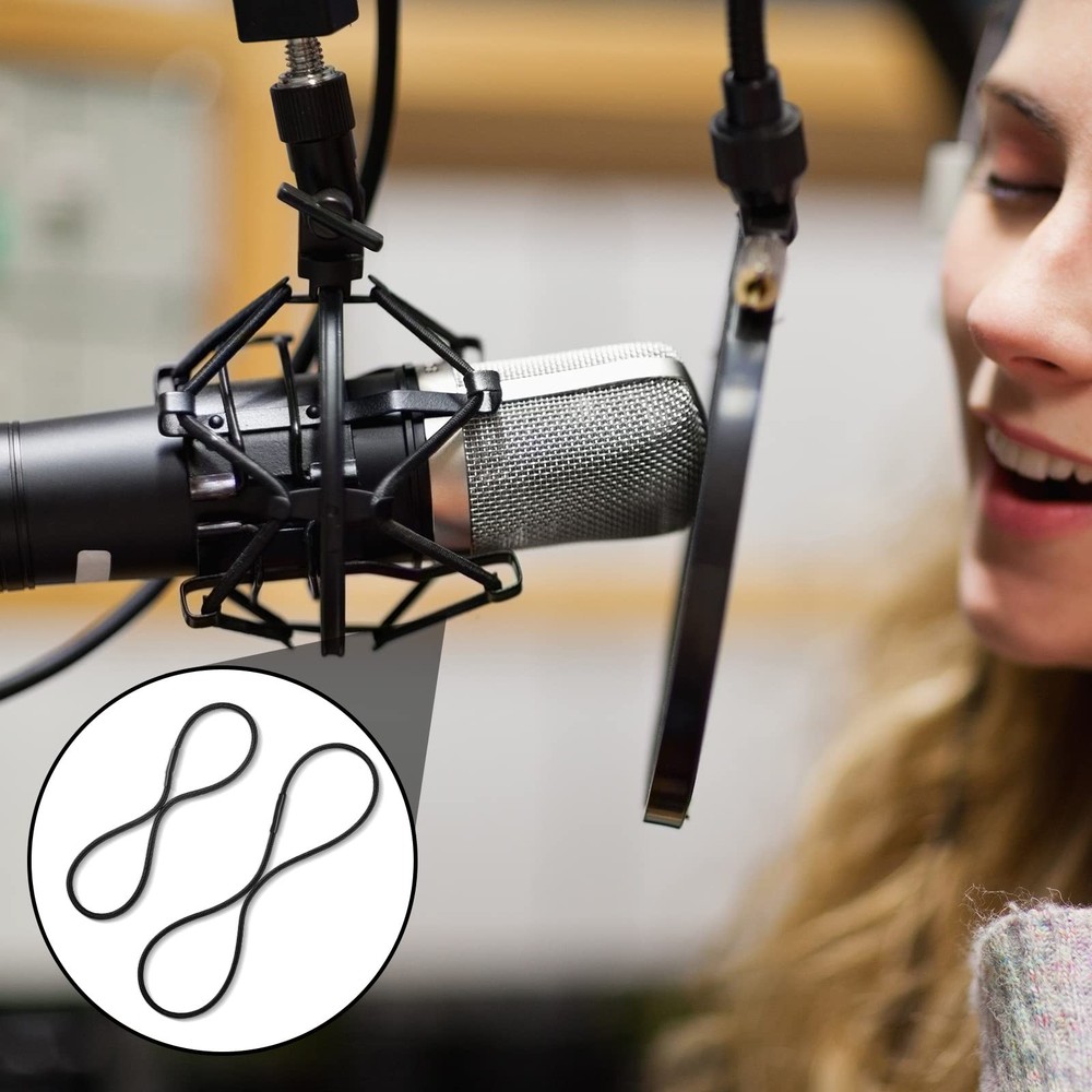 8 Pieces Black Universal Elastic Bands Replacement Microphone Shock