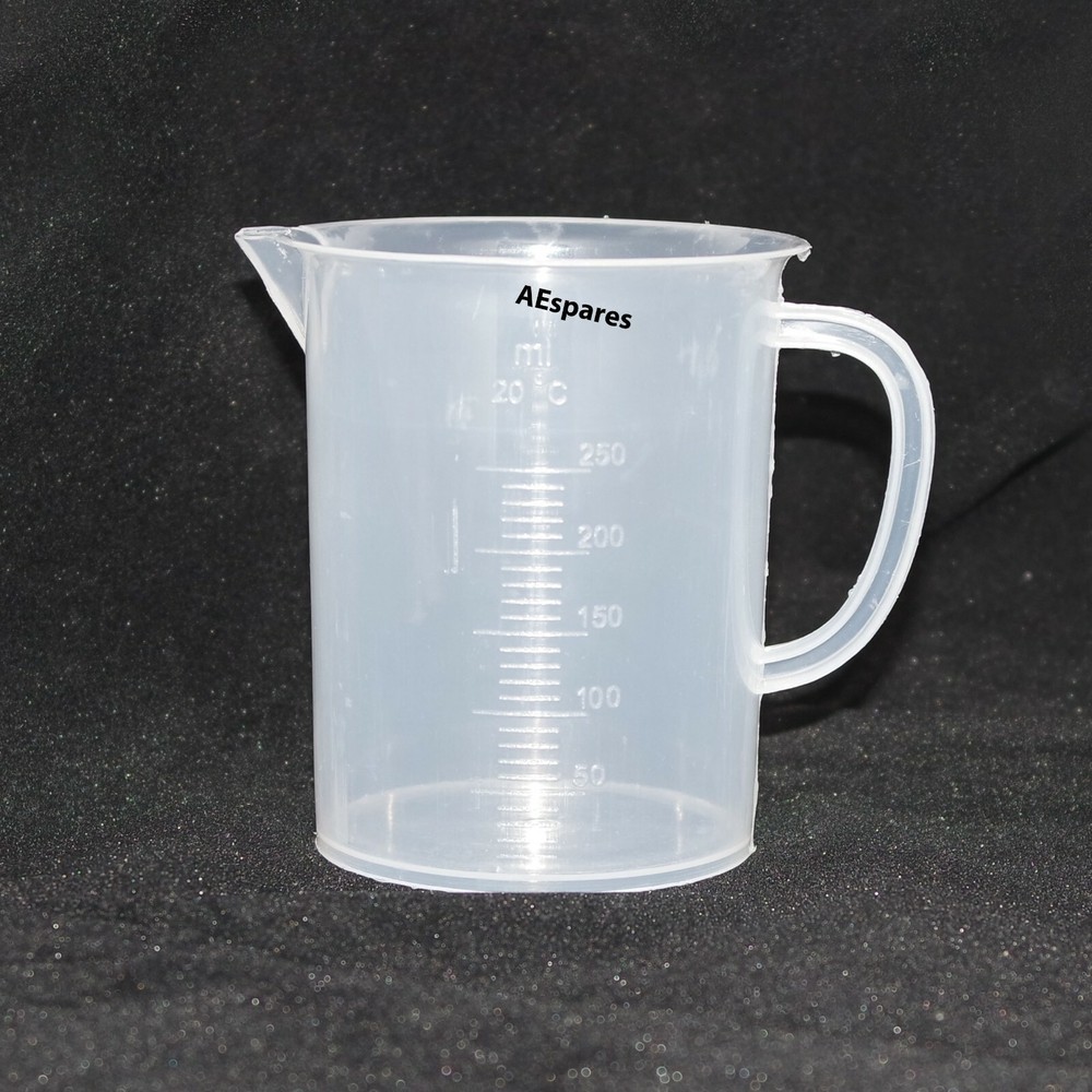 250ml Transparent Plastic Beaker Liquid Measuring Jug Cup With Handle