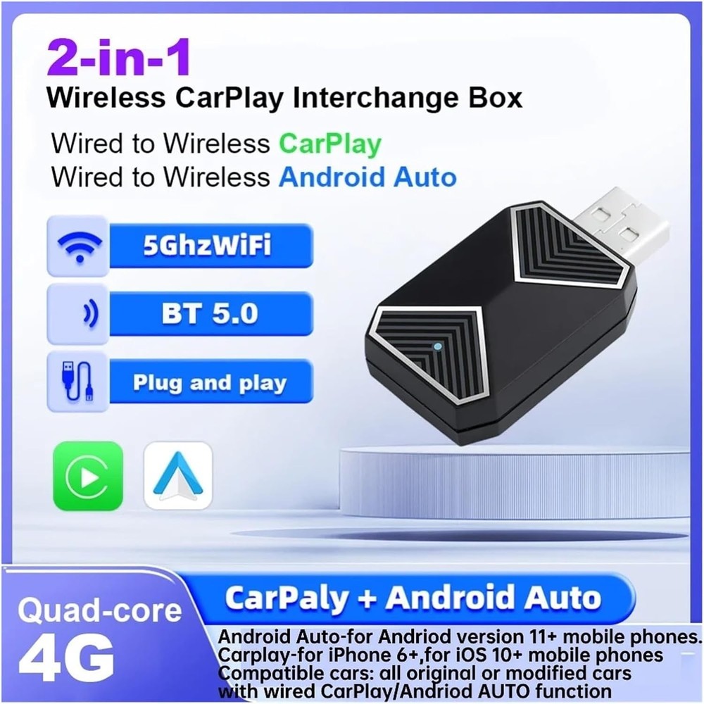 Mini Wireless CarPlay Adapter For Android Auto &Apple USB Car Dongle Connect Box