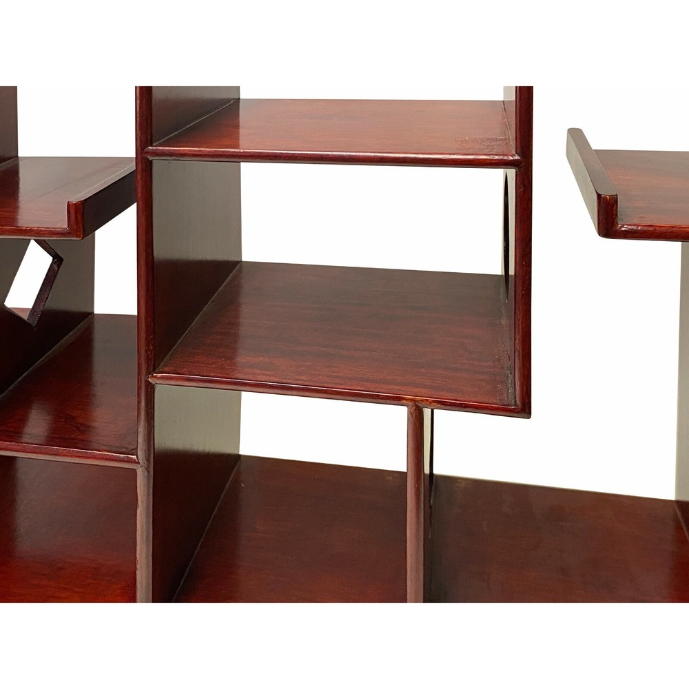 Chinese Brown Mahogany Rectangular Small Curio Display Stand ws1752
