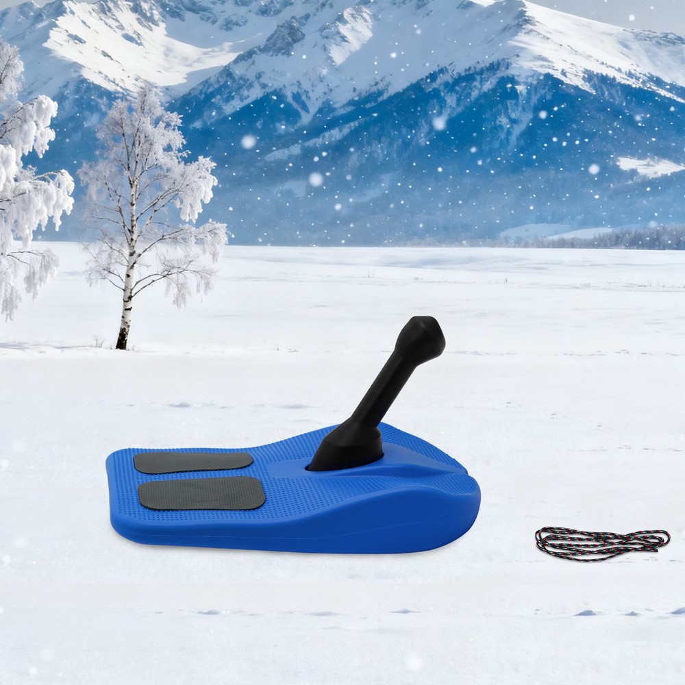 Sled Snow Board Tool Sledding Snowboard w/ Handle & Pull Rope for Kid Winter Fun
