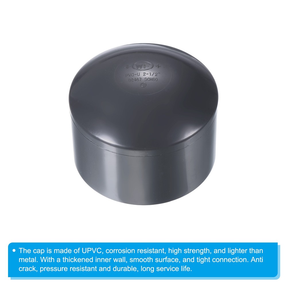 2-1/2" UPVC Pipe End Cap Fitting, Plug Socket Adapter Smooth Finish