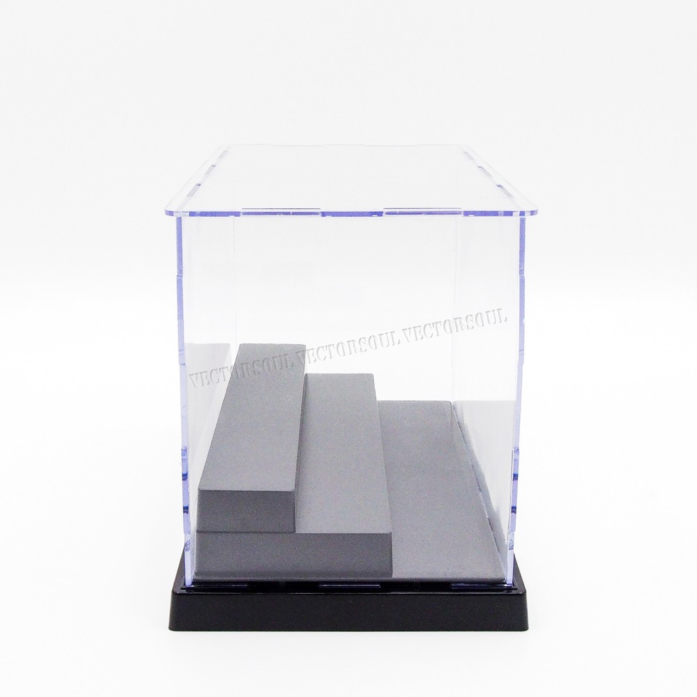US 8.8"L Acrylic Display Box 3 Steps Plastic Base Case Self-Install Dustproof UV