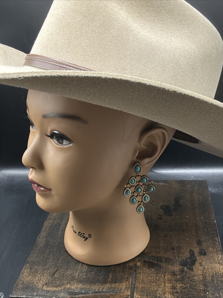 Barse Latticework Earrings- Turquoise- Bronze- NWT