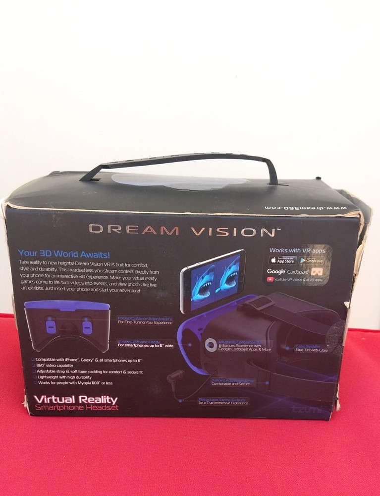 Dream Vision VR Virtual Reality 360 Smartphone Headset iOS Android Black